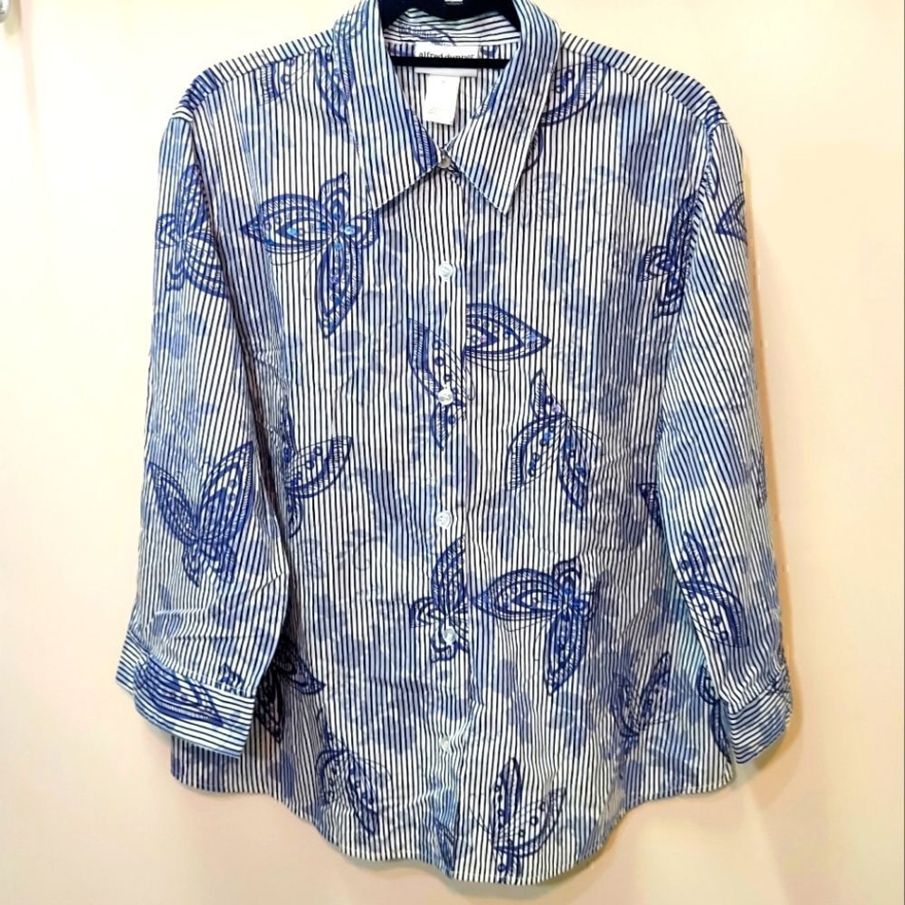Butterfly Sequin Striped Blouse 